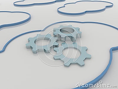 Cloud Computing Concept Background with Cogwheels Stock Photo