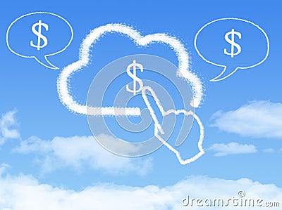 Cloud Computing Concept.click finger Make money cloud shape Stock Photo