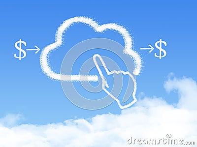 Cloud Computing Concept.click finger Make money cloud shape Stock Photo