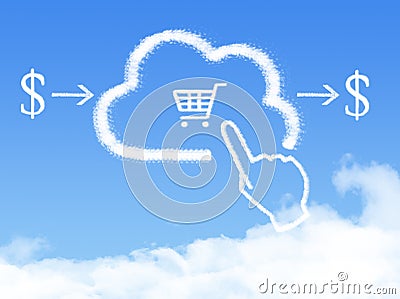 Cloud Computing Concept.Click shopping cart cloud shape Stock Photo