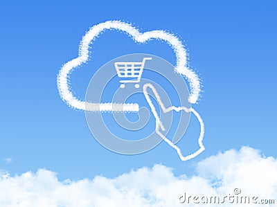 Cloud Computing Concept.Click shopping cart cloud shape Stock Photo