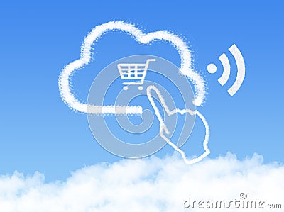 Cloud Computing Concept.Click shopping cart cloud shape Stock Photo