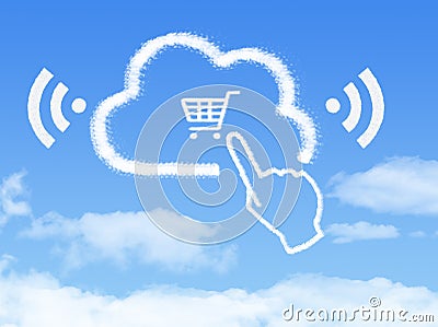 Cloud Computing Concept.Click shopping cart cloud shape Stock Photo