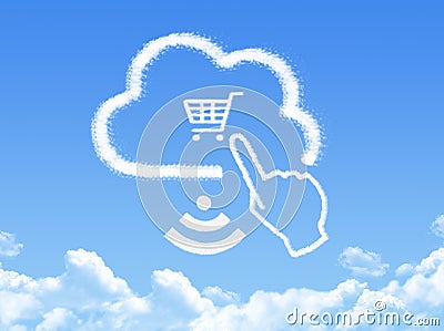 Cloud Computing Concept.Click shopping cart cloud shape Stock Photo