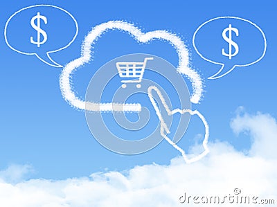 Cloud Computing Concept.Click shopping cart cloud shape Stock Photo