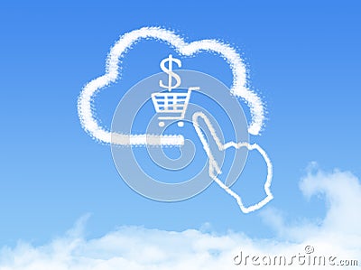 Cloud Computing Concept.Click shopping cart cloud shape Stock Photo