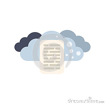 Cloud computing concept with text file and clouds symbol Vector Illustration