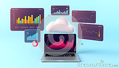 Cloud Computing and Data Analysis: Visualizing Business Intelligence Stock Photo