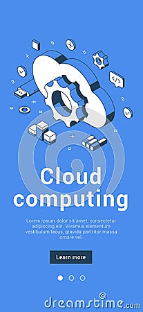 Cloud computing data center technology network cyberspace global hosting mobile banner vector Vector Illustration