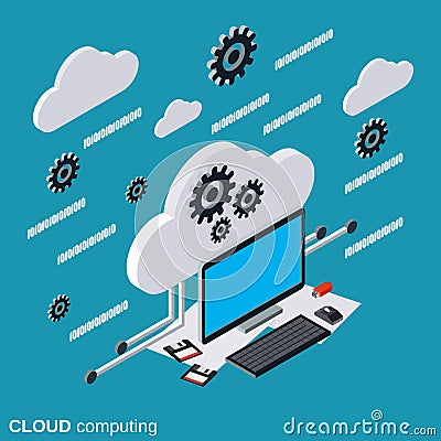 Cloud computing, data processing vector concept Vector Illustration