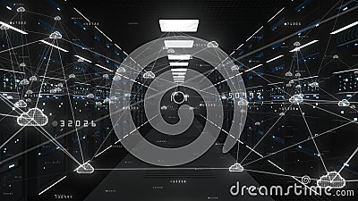 Cloud computing data storage concept, Server cabinets for storage, Data servers in a data center server room Stock Photo