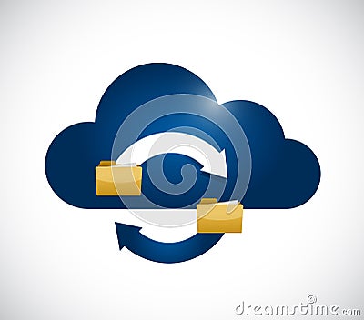 cloud computing data storage cycle icon Cartoon Illustration