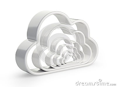 Cloud computing and database - combined symbol. Cartoon Illustration