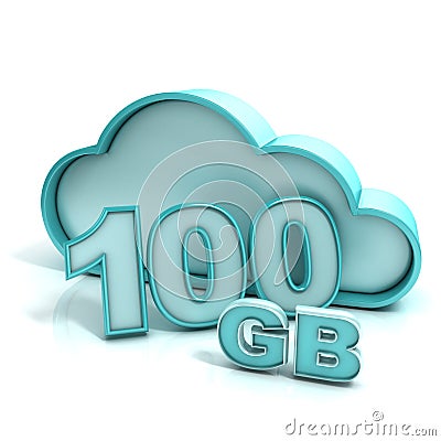 Cloud computing and database. 100 GB capacity Cartoon Illustration
