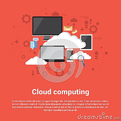 Cloud Computing Database Services Web Technology Banner Vector Illustration