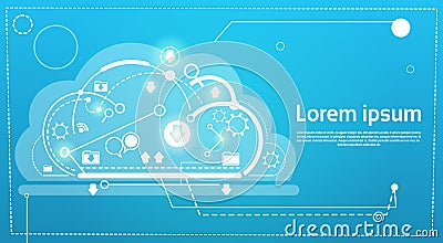Cloud Computing Database Storage Services Web Technology Banner Vector Illustration