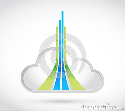 cloud computing and destination lines Cartoon Illustration