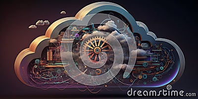Cloud Computing DevOps Automation created with generative AI Stock Photo