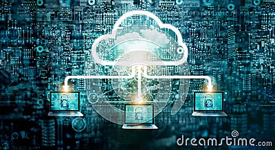 Cloud computing diagram network data storage technology service Stock Photo