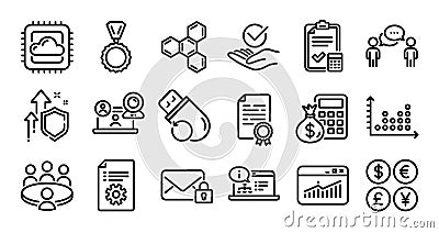 Cloud computing, Dot plot and Website statistics line icons set. Vector Vector Illustration