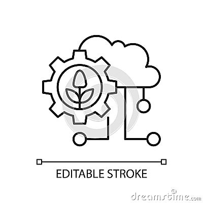 Cloud computing in farming linear icon Vector Illustration