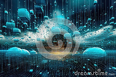 Cloud Computing Web and Networking AI Generated Illustration Stock Photo