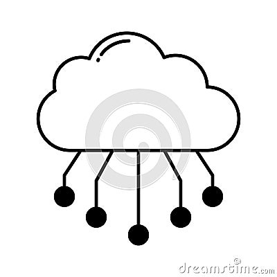 Cloud computing half glyph vector icon which can easily modify or edit Vector Illustration