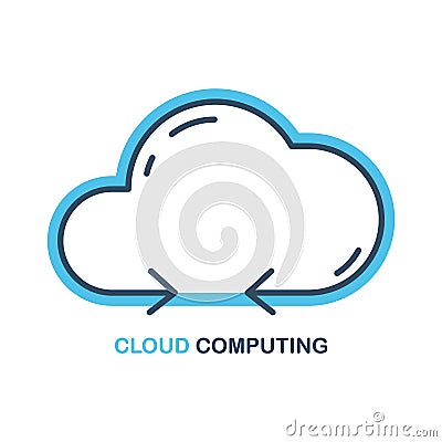 Cloud Computing icon. Line icon. Flat design vector illustration. Vector Illustration