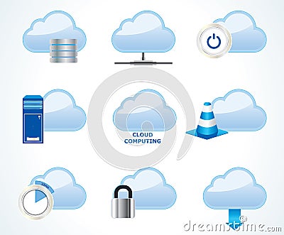 Cloud computing icon set Vector Illustration