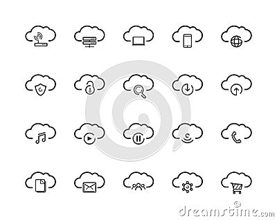 Cloud computing icon set Vector Illustration