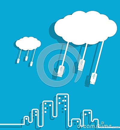 Cloud Computing Cartoon Illustration