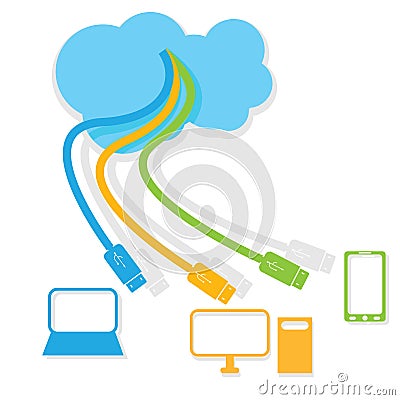 Cloud Computing Cartoon Illustration