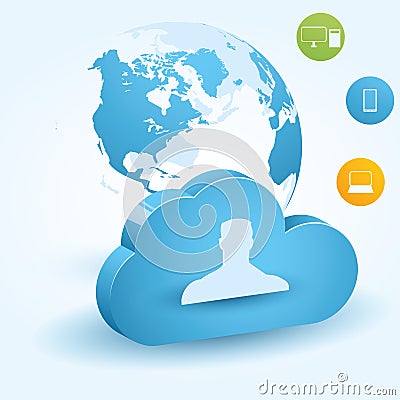 Cloud Computing Cartoon Illustration