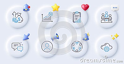 Cloud computing, Inclusion and Checklist line icons. For web app, printing. Vector Vector Illustration
