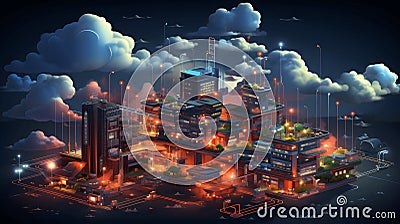 Cloud computing infrastructure diagram visualizing the cloud AI generated Stock Photo