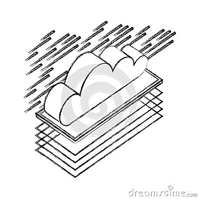 cloud computing isometric storage data Cartoon Illustration