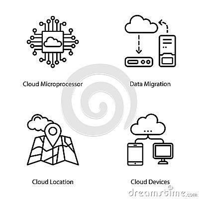 Cloud Computing Line Design Vector Illustration
