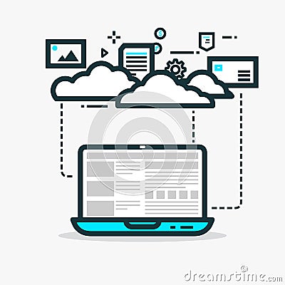 Cloud computing line vector Vector Illustration