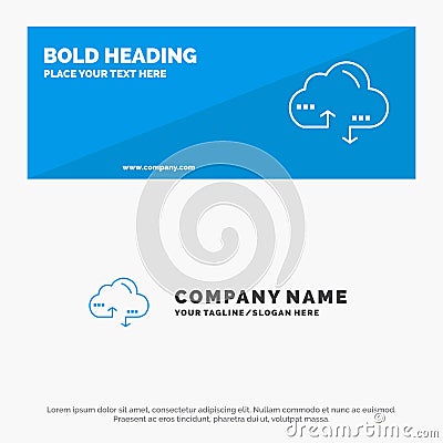 Cloud, Computing, Link, Data SOlid Icon Website Banner and Business Logo Template Vector Illustration
