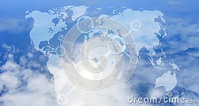 Cloud computing network concept. Data protection. Global cyber space network security concept Stock Photo