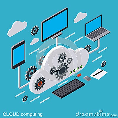 Cloud computing, network, data processing vector concept Vector Illustration