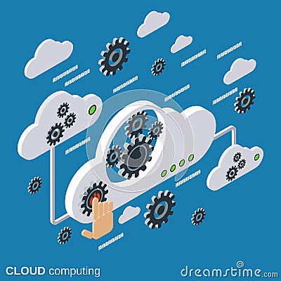 Cloud computing, network, data processing vector concept Vector Illustration