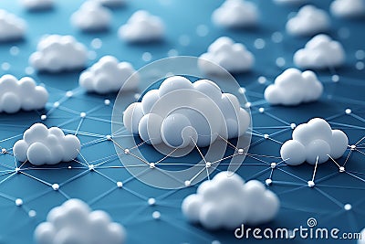 Cloud Computing Network Interconnected Cloud Servers & Data Storage System Stock Photo