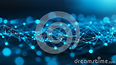 Cloud computing, neural communications of a supercomputer with shapes connecting dots and lines. Cybersecurity concept Cartoon Illustration