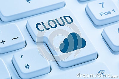 Cloud computing online internet cyberspace blue computer keyboard Stock Photo