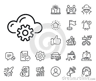 Cloud computing process line icon. Internet data storage sign. Salaryman, gender equality and alert bell. Vector Vector Illustration