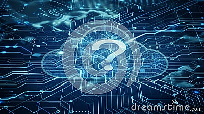 Cloud Computing Questions Concept of Cloud Network Security, Data Protection and Privacy Concerns. Stock Photo
