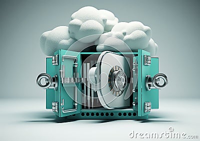 Cloud Computing Ransomware Cyber Security Internet Technology 3d illustration. AI Generative Cartoon Illustration