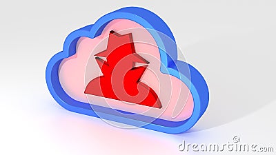 Cloud computing security hacker symbol on white Cartoon Illustration