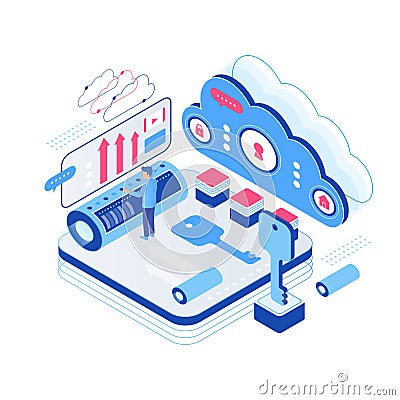 Cloud computing security protection data service Vector Illustration